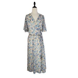 Lauren Ralph Lauren Floral Georgette Faux Wrap Midi Dress 18 NWT Belted Romantic